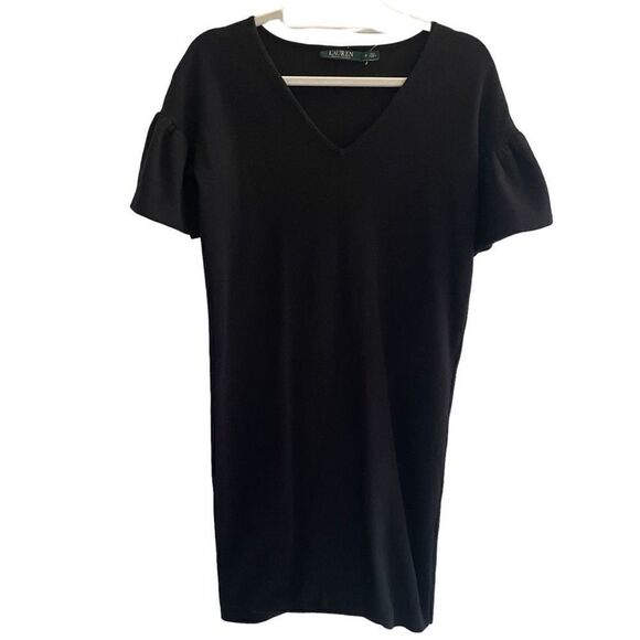 Lauren Ralph Lauren Black Short Sleeve Knit Career Dress Women’s Size Small 4 6 - Picture 1 of 4